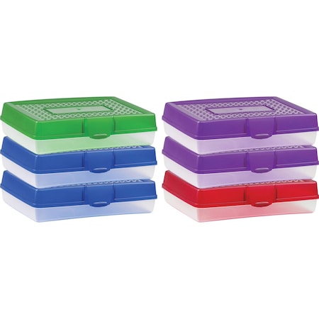 Storex Pencil Box, Large, Assorted, PK6 61645U06C