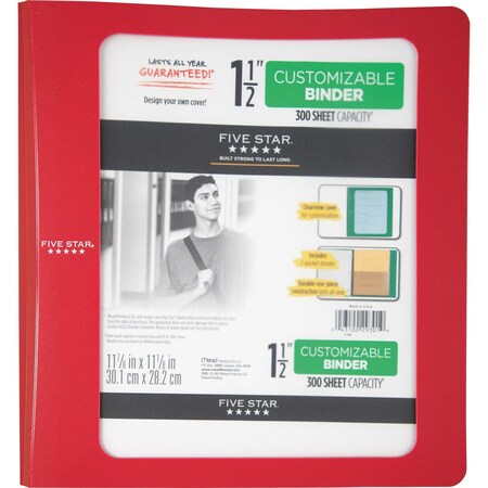 Five Star Plastic Binder, 1.5", Red, 375 Sheet Cap 73366