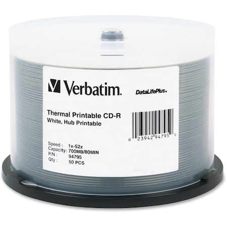 VERBATIM CD-R, 700Mb, Hub Prt, Therml, PK50 94795