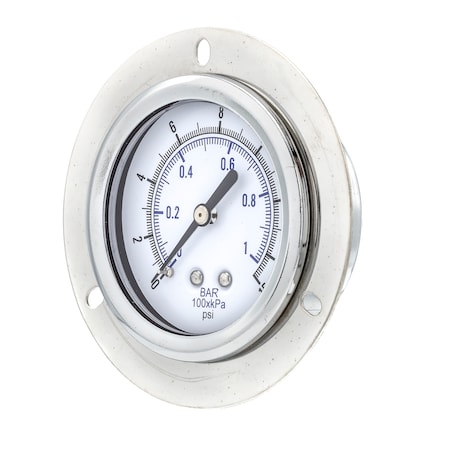 Pic Gauges 2 1/2 in Dial, 1/4 in NPT Male Back Location, Chrome Plated Steel Case Material 104D-254B