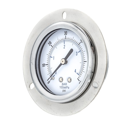 Pic Gauges 2 1/2 in Dial, 1/4 in NPT Male Back Location, Chrome Plated Steel Case Material 104D-254D