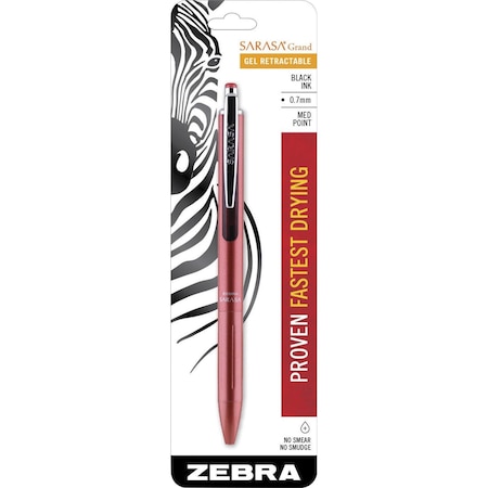Zebra Pen Sarasa Grand Retractable 0.7mm Pink Barrel/Black Ink 1pk 45311