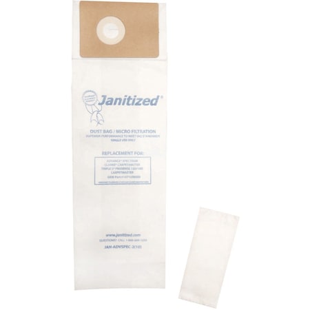 Janitized Filter Bag, Advnc Spctrm 1471058500, PK10, 2-ply, Micro Filter, 10 PK JAN-ADVSPEC-2(10)