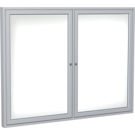 Ghent 2-Door Enclosed Whiteboard 36"x60", Aluminum Frame, Satin PA23660M-M1