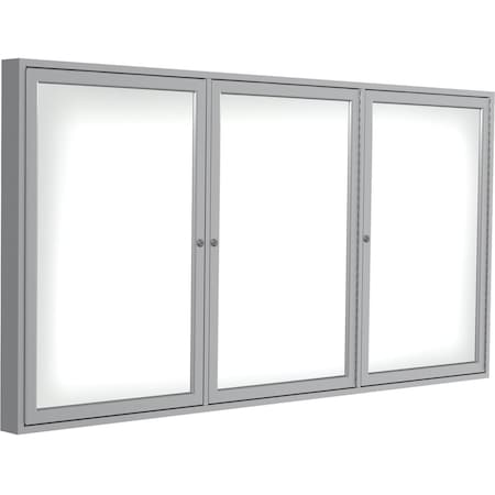 Ghent 3-Door Enclosed Whiteboard 36"x72", Aluminum Frame, Satin PA33672M-M1