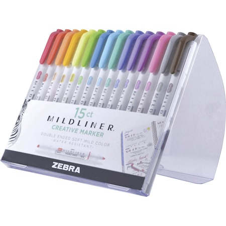 Zebra Pen Mildliner Double Ended Highlighter Assorted 15pk 78115