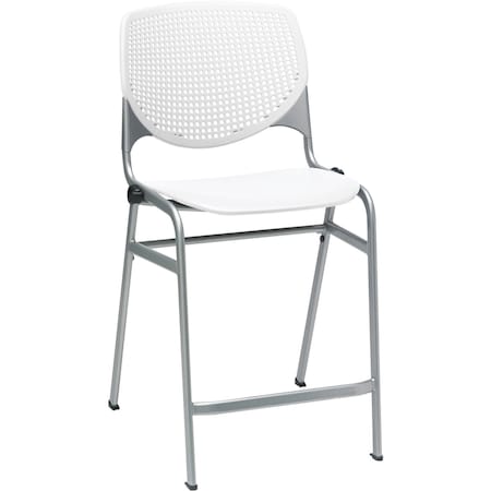 Kfi Counter Height Stool, White, Caster Type: Durable Nylon Glides CT2300-P08