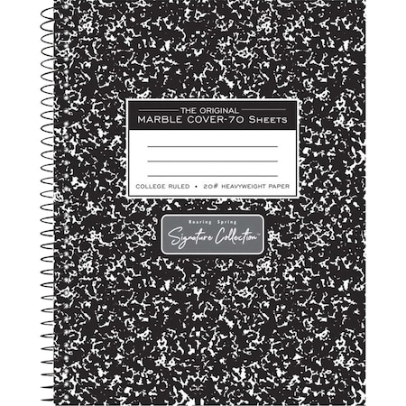 Roaring Spring Case of Signature Black Marble Comp Notebooks, WB Spiral, 70 sht Premium 20 lb Paper, 9.75"x7.5", PK24 10111CS