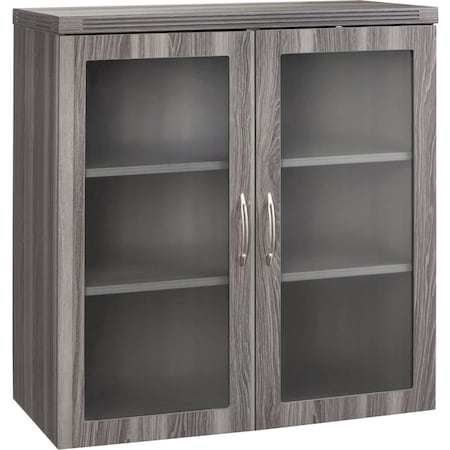 Mayline Glass Display Cabinet, Aberdeen, Gray Stl AGDCLGS