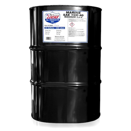 Lucas Oil Marine Sae 15W-40 Cj-4 Oil, 1x1/55 gal 10807