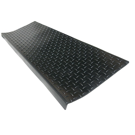 Rubber-Cal "Diamond-Plate" Non-Slip Rubber Tread Stair Mats, Black, PK6 10-104-010-6PK