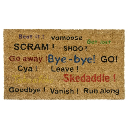Rubber-Cal "Go Away! Scram! Leave!" Humorous Doormats Coco Mat, 18 x 30-Inch 10-106-017