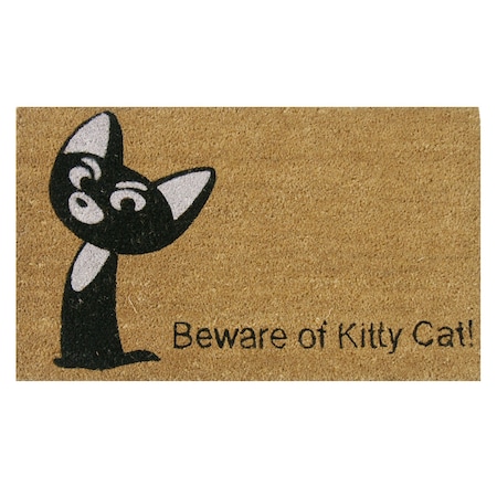 Rubber-Cal "Beware of Kitty Cat Doormat" Animal Doormats, 18 x 30-Inch 10-106-038