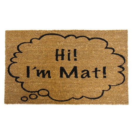 Rubber-Cal "Hi I'm Mat" Coir Doormat Funny Doormats, 18 x 30-Inch 10-106-039