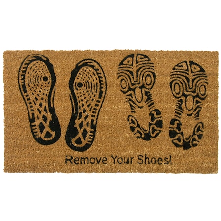 Rubber-Cal "Remove Your Shoes" Decorative Floor Mats, 18 x 30-Inch 10-106-040