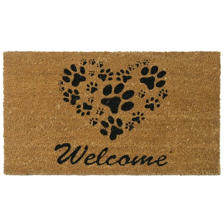 Rubber-Cal "Heart-Shaped Paws" Welcome Mat, 18 by 30-Inch 10-106-062P