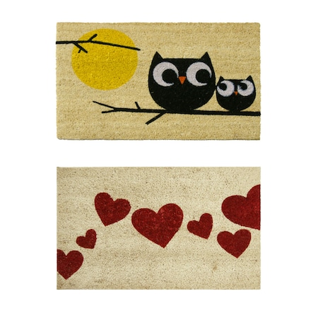 Rubber-Cal "Modern Decor Door Mat Kit" - 2 Modern Coco Coir Doormats - 18" x 30", PK2 10-108-013