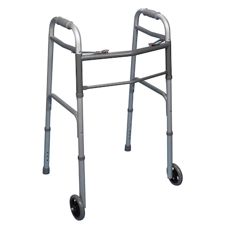 Bilt-Rite Mastex Health Double Button Walker with Wheels, 32 Inch Height, 4 Inch Width 10-99011