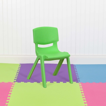 Flash Furniture Green Plastic Stackable School Chair with 12" Seat Height, PK10 10-YU-YCX-001-GREEN-GG