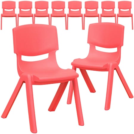 FLASH FURNITURE Red Plastic Stackable School Chair with 12" Seat Height 10-YU-YCX-001-RED-GG