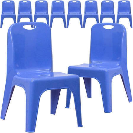 Flash Furniture Blue Plastic Stack Chair, PK10 10-YU-YCX-011-BLUE-GG