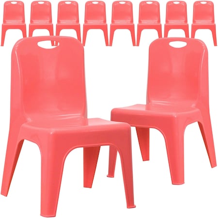 Flash Furniture Red Plastic Stack Chair, PK10 10-YU-YCX-011-RED-GG