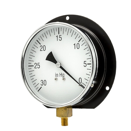 Pic Gauges 6 in Dial, 1/4 in NPT Male Bottom Location, Epoxy Coated Black Steel Case Material 115D-604A