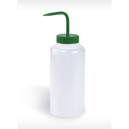 Bel-Art LDPE Wide Mouth Wash Bottle, Green, PK4 F11628-1000