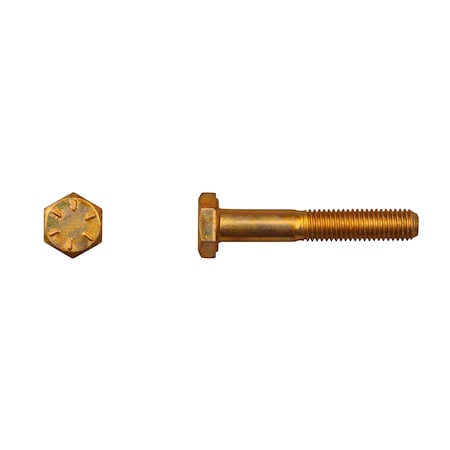 Disco Grade 8, 1/4"-28 Hex Head Cap Screw, Zinc Yellow Steel, 1-1/2 in L 11630PK