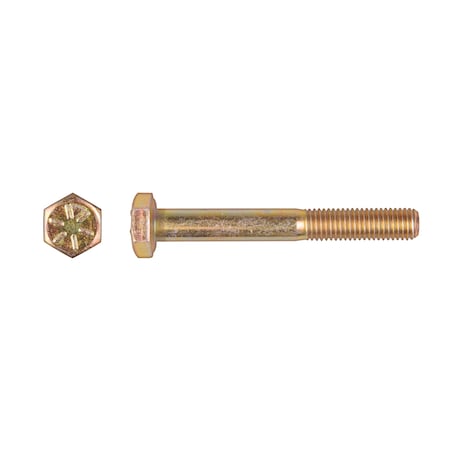 Disco Grade 8, 1/4"-28 Hex Head Cap Screw, Zinc Yellow Steel, 2 in L 11632PK
