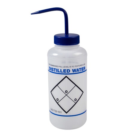 Bel-Art Distilled Water 2-Color Wash Bottle, Safety Labeled, Wide Mouth, F11646-6032
