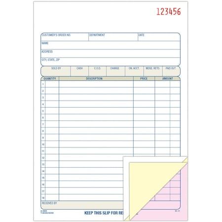 Adams Business Forms Sales Order Books, 3Pt, 5-9/16" x 8-7/16" TC5805