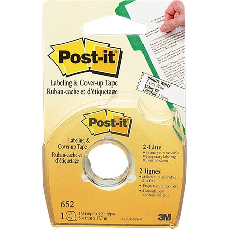 Post-It Tape, Coverup, Removable, 1/3" 652