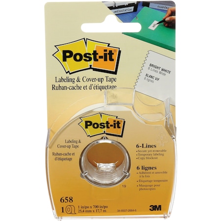 POST-IT Tape, Coverup, Removable, 1" 658