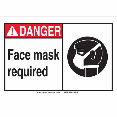 Brady Danger Sign, 7 in Height, 10 in Width, Plastic, Rectangle, English 120797