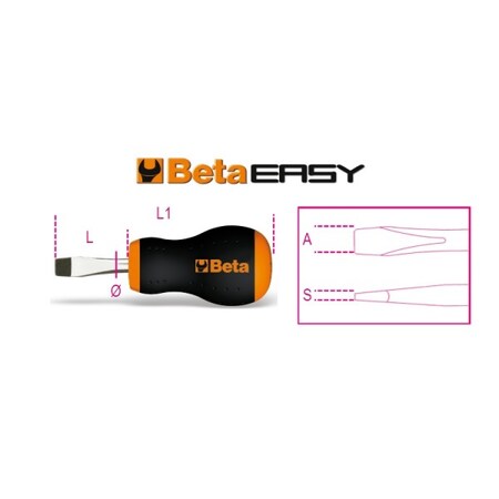 Beta Screwdriver, Extra-Short, 6.5mm x 30mm 1.2mm x 6.5mm Round 012010106