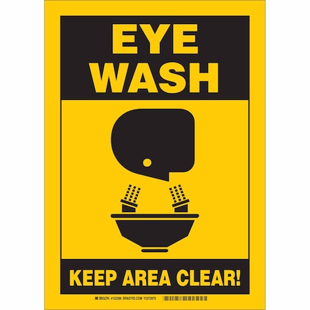 BRADY Eye Wash Sign, 7" Height, 10" Width, Aluminum, Rectangle, English 122460