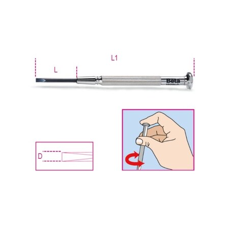 Beta Slotted Micro-Screwdriver, 1.2mm Slotted 1.2mm 012290212