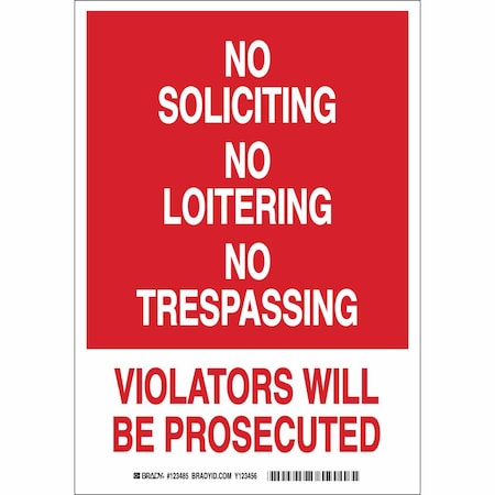 Brady Security Sign, 10 in Height, 7 in Width, Polyester, Rectangle, English 123485