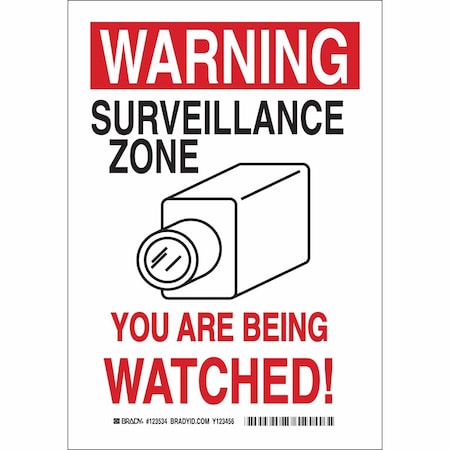 Brady Security Sign, 14 in Height, 10 in Width, Aluminum, Rectangle, English 123535