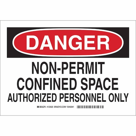 Brady Danger Sign, 7 in H x 10 in W, Aluminum, Rectangle 123623
