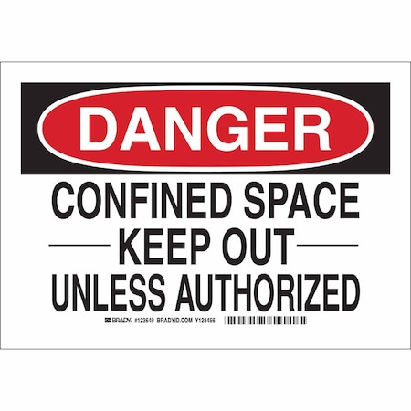 Brady Danger Sign, 10 in H x 14 in W, Aluminum, Rectangle 123650