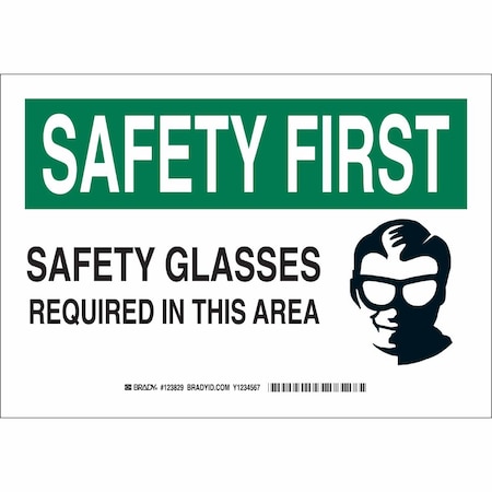 Brady Safety Reminder Sign, 7 in Height, 10 in Width, Aluminum, Rectangle, English 123827