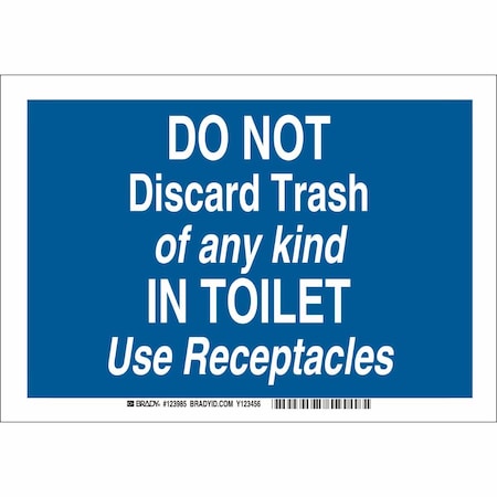 Brady Restroom Sign, 10" W x 7" H, Rectangle, Plastic, 123984 123984