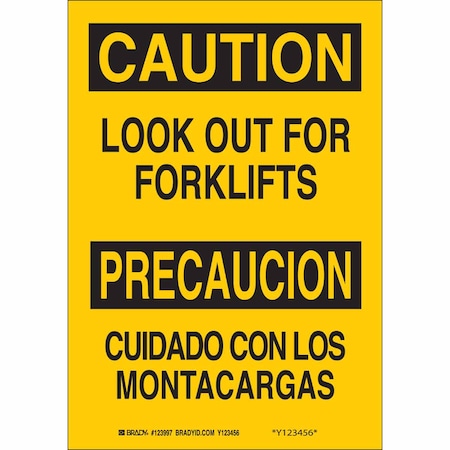 Brady Safety Sign, 14" H, 10" W, Plastic, Rectangle, English, Spanish, 123999 123999