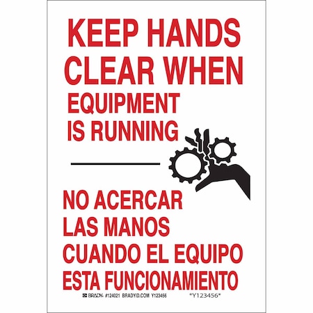 Brady Bilingual Safety Sign, Polyester, Rectangle, English, Spanish 124021