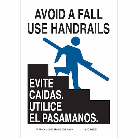 Brady Bilingual Safety Sign, 10" H, 7" W, Aluminum, Rectangle, Spanish, 124025 124025