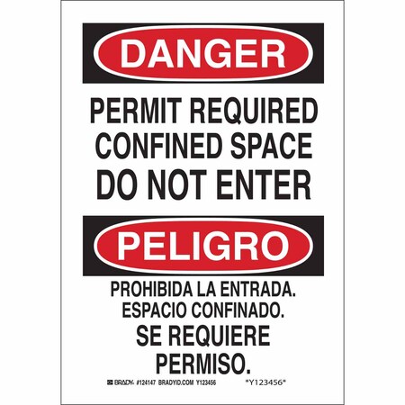 Brady Sign, Danger/Peligro, 14X10, 124150 124150