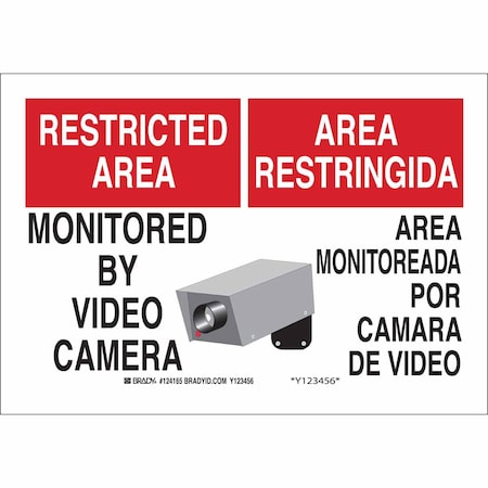 Brady Bilingual Safety Sign, 10 in Height, 14 in Width, Aluminum, Rectangle, English, Spanish 124166