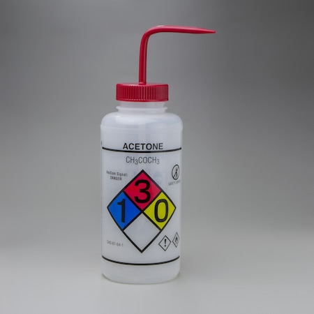 Bel-Art Acetone Labeled Right-to-Know Safety-Vented LDPE Wash Bottles, 1000mL F12432-0001